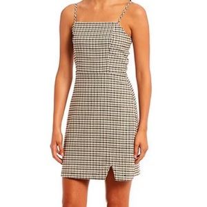 NWT GB Square Neck Plaid Notch Front Dress